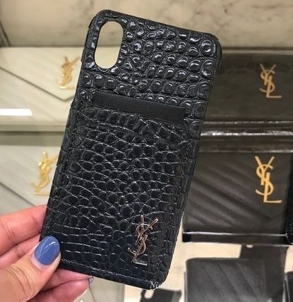 SAINT LAURENT クロコダイルエンボスレザーケース iPhone X
