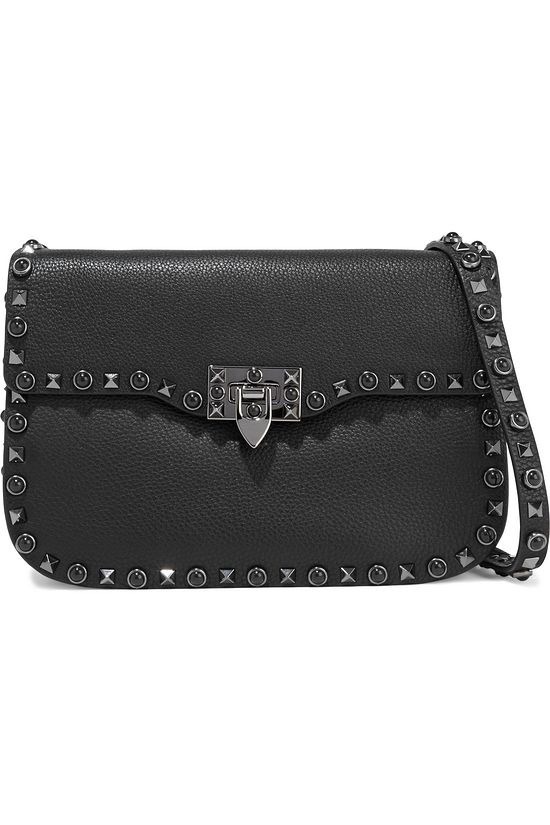Rockstud Rolling ぺブルレザー ショルダーバッグ