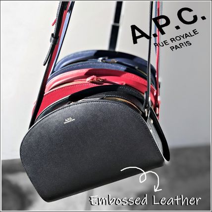 A.P.C. Shoulder Bags Casual Style Saffiano Plain Leather Office Style Crossbody