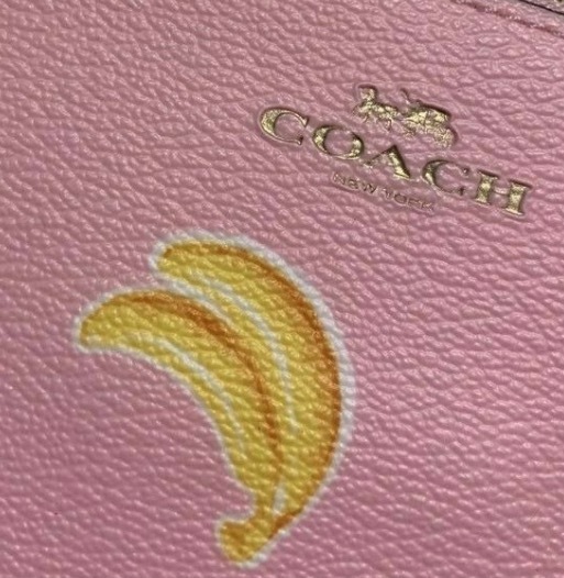 セールCoachフルーツプリントコーナージップリストレットポーチ