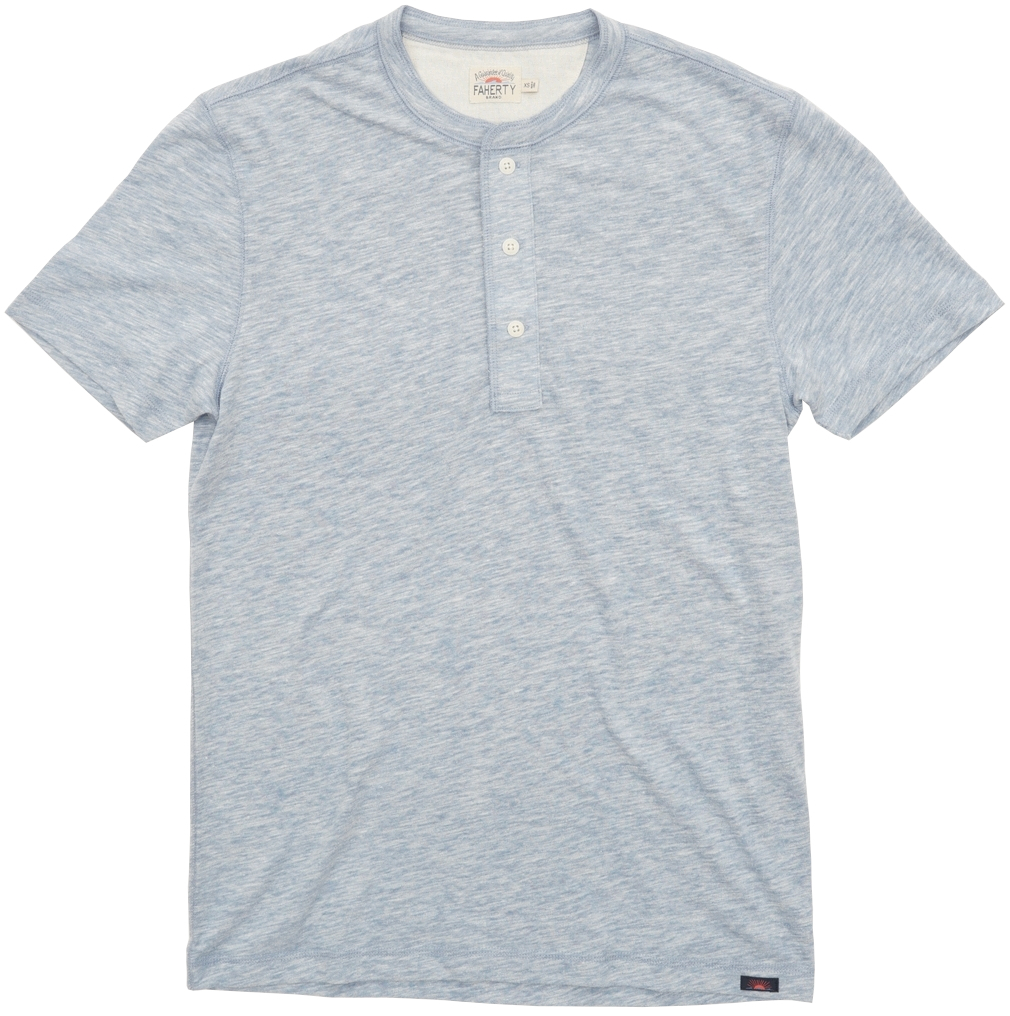 FAHERTY BRAND 半袖 ヘンリーライトブルー 天然コロゾボタン