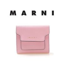 20AW ☆MARNI☆ SQUARE フラップ折り財布 PINK♪ (MARNI/折りたたみ ...
