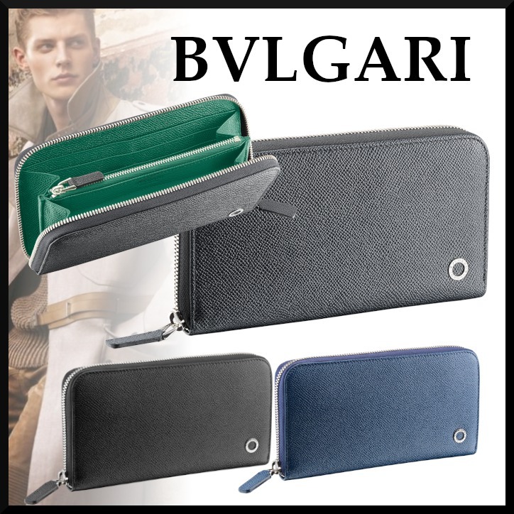【BVLGARI】ブルガリ ブラック ラウンドジップ レザー 長財布