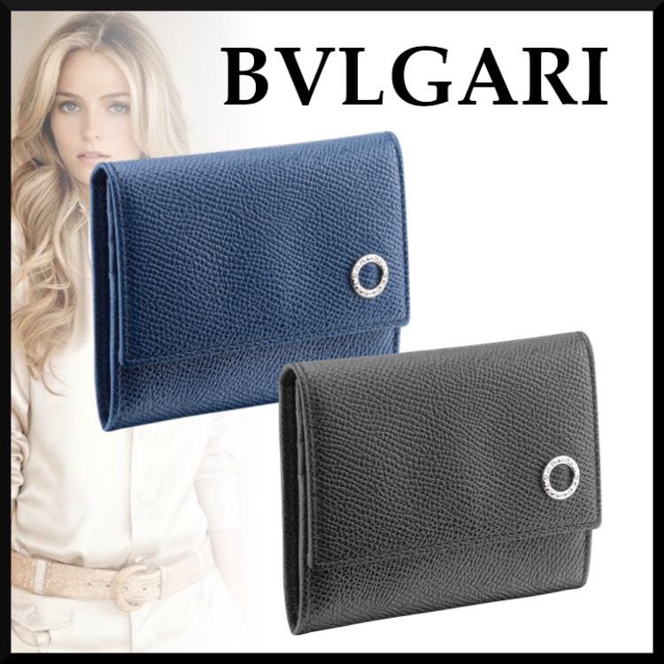 【BVLGARI】ミニリングモチーフ レザー 三つ折りウォレット