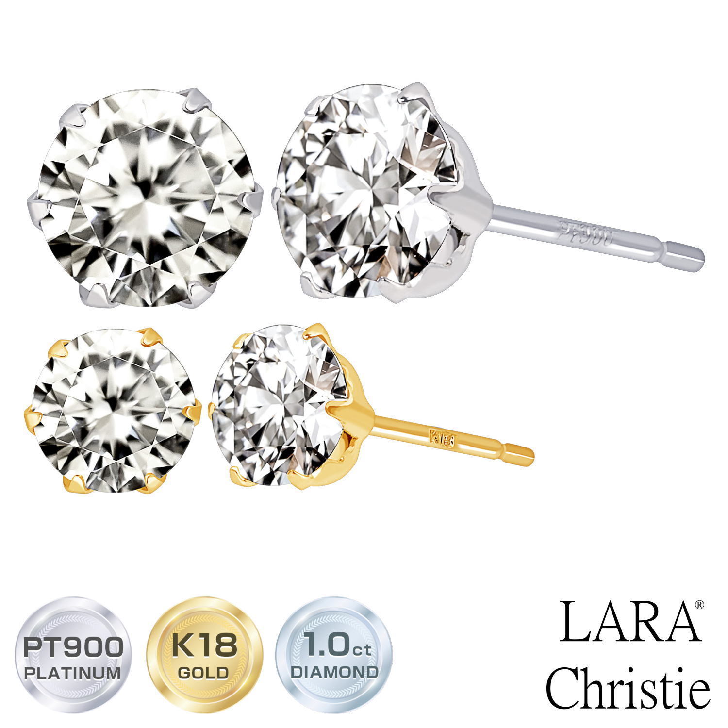 ララクリスティー 1.0ct ピアス ダイヤ PT900 ゴールド