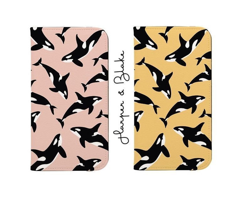 【Harper & Blake】UK発！手帳型スマホケース Orca/シャチ