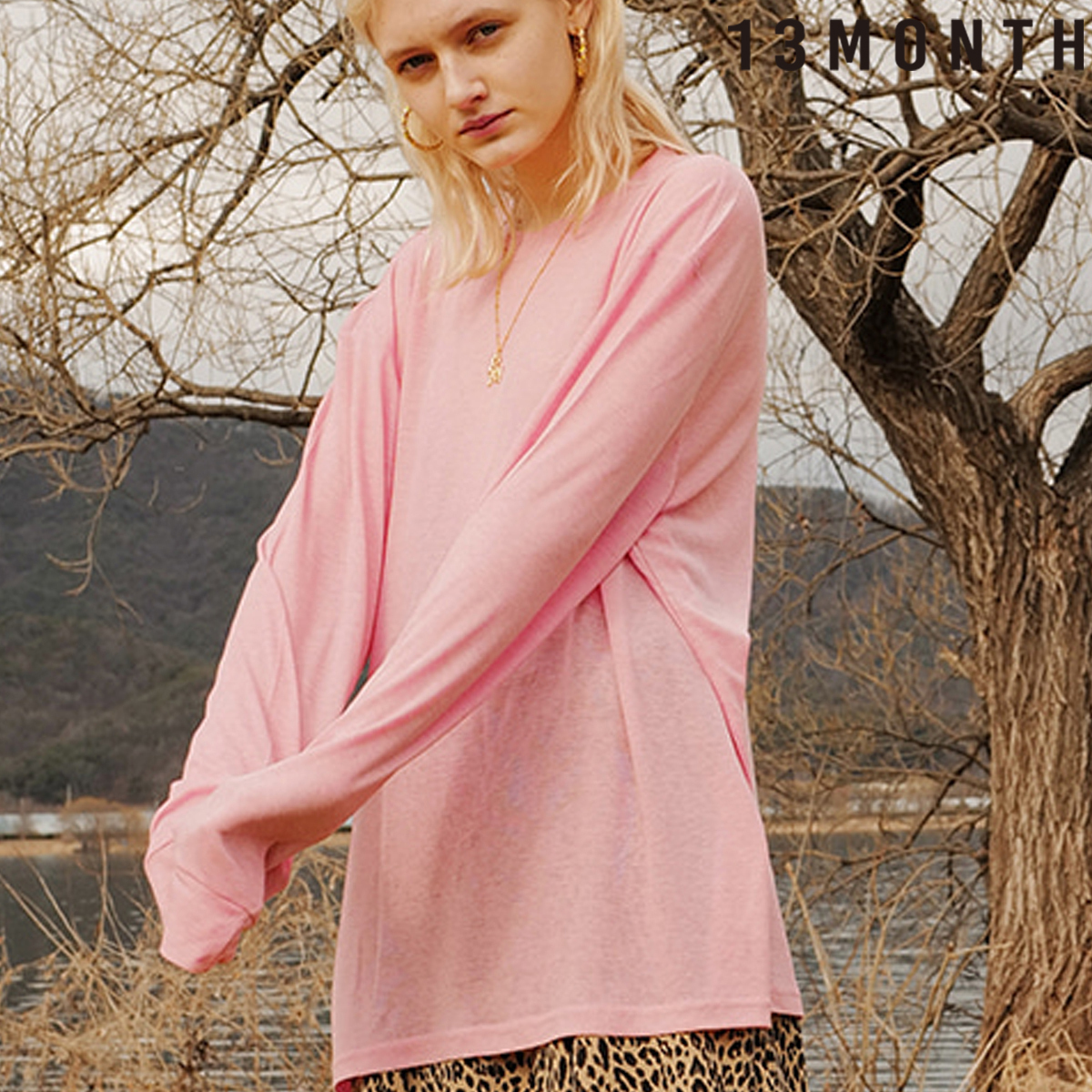 ★13MONTH★LONG SLEEVE SEE-THROUGH T-SHIRT(PINK)★正規品 Tシャツ・カットソー ★13MONTH★LONG SLEEVE SEE-THROUGH T-SHIRT(PINK)★正規品 Tシャツ・カットソー