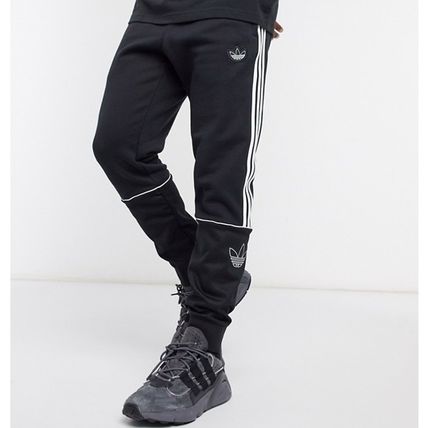 adidas Joggers & Sweatpants Stripes Sweat Street Style Plain Logo Loungewear