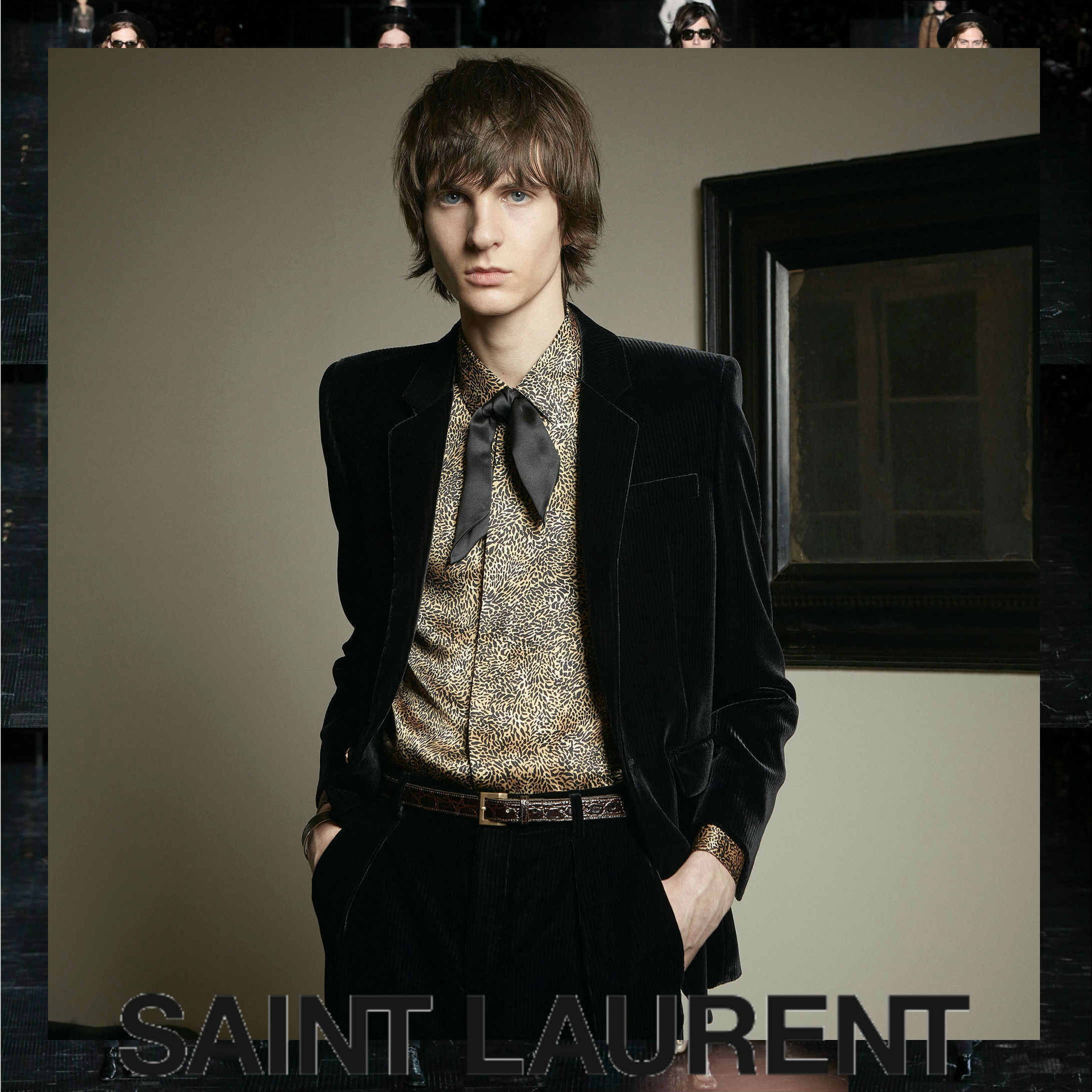 Saint Laurent ベルベット シャドーストライプ柄 ジャケット (Saint