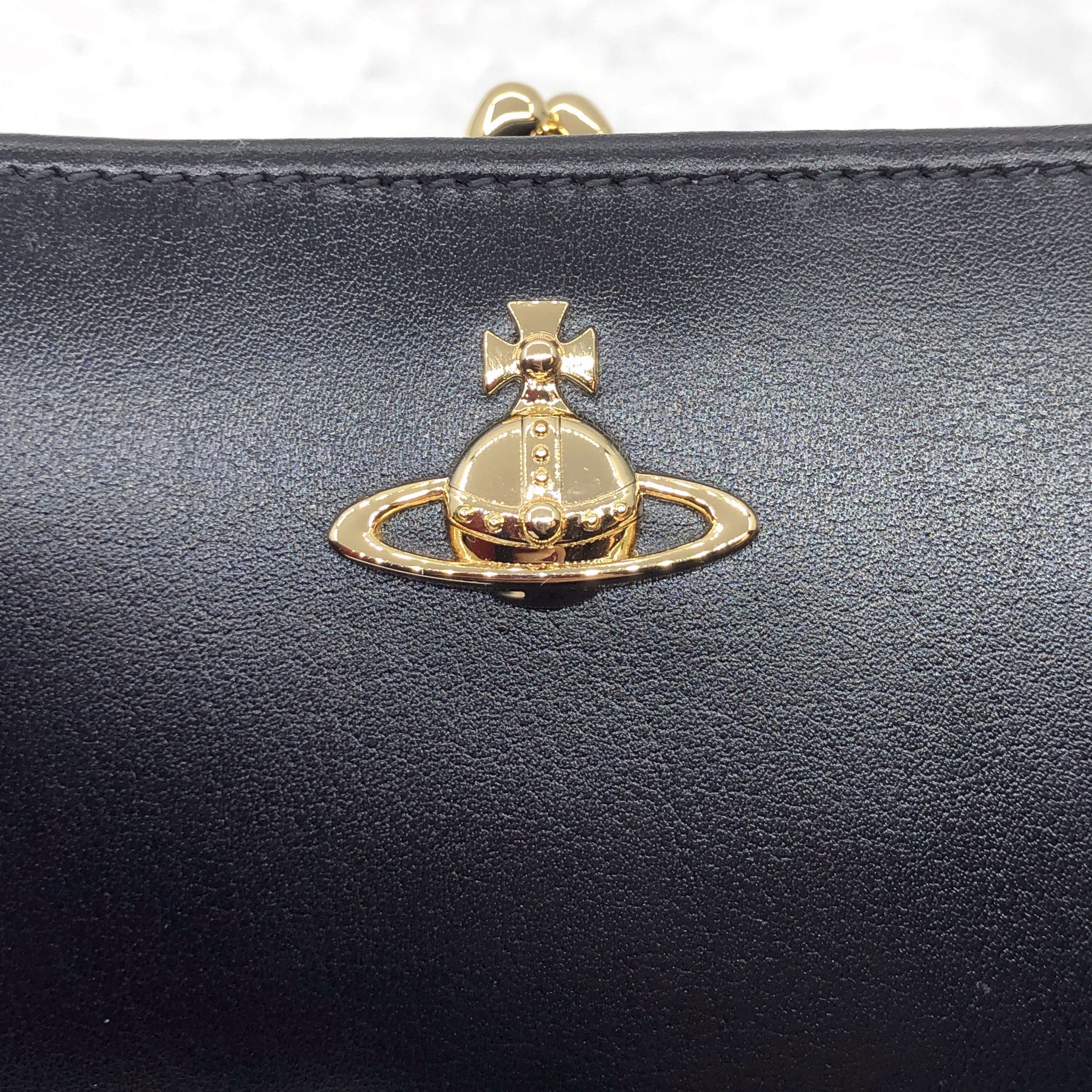 Vivienne Westwood☆レザーがま口折り財布☆BLACK☆【数量限定