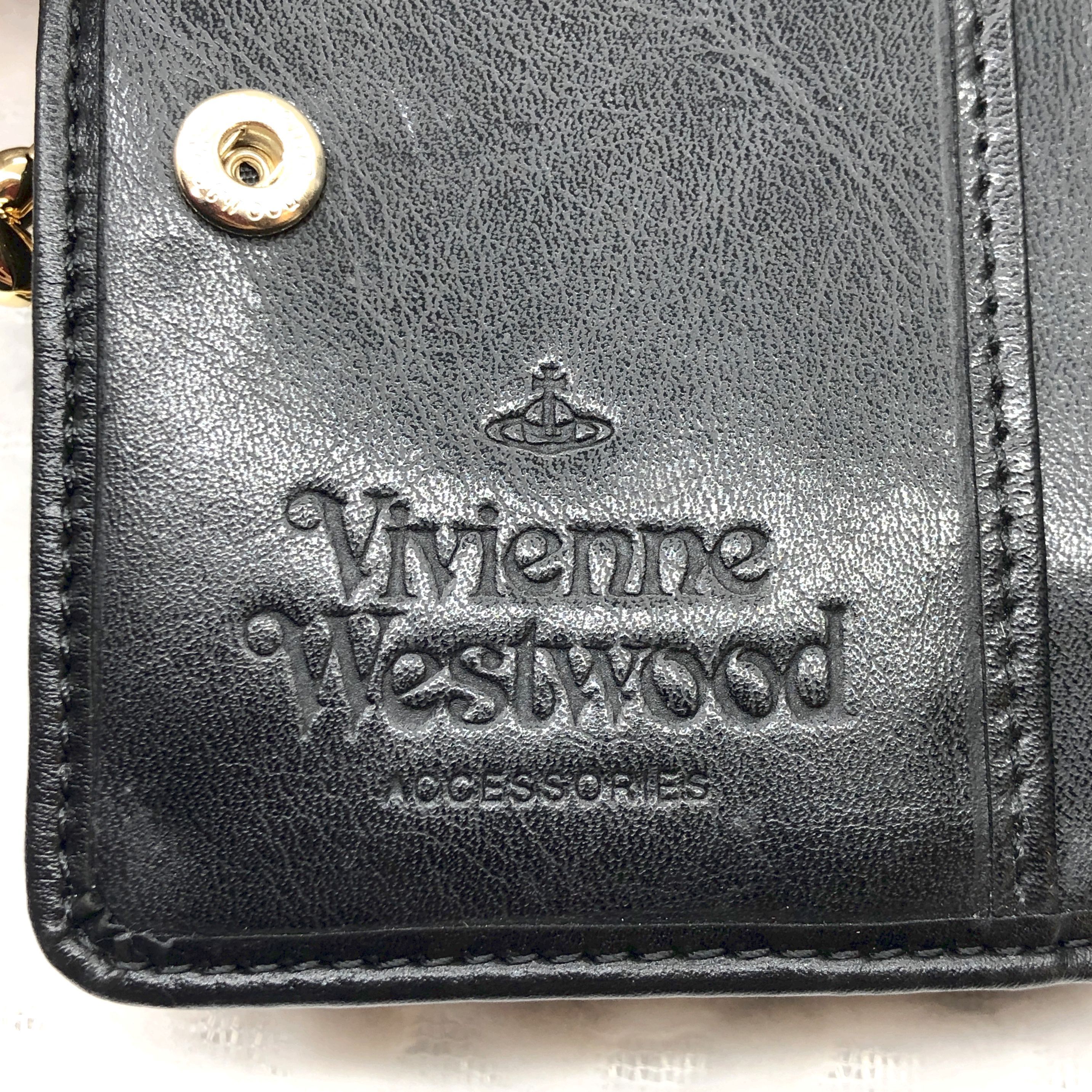 Vivienne Westwood☆レザーがま口折り財布☆BLACK☆【数量限定