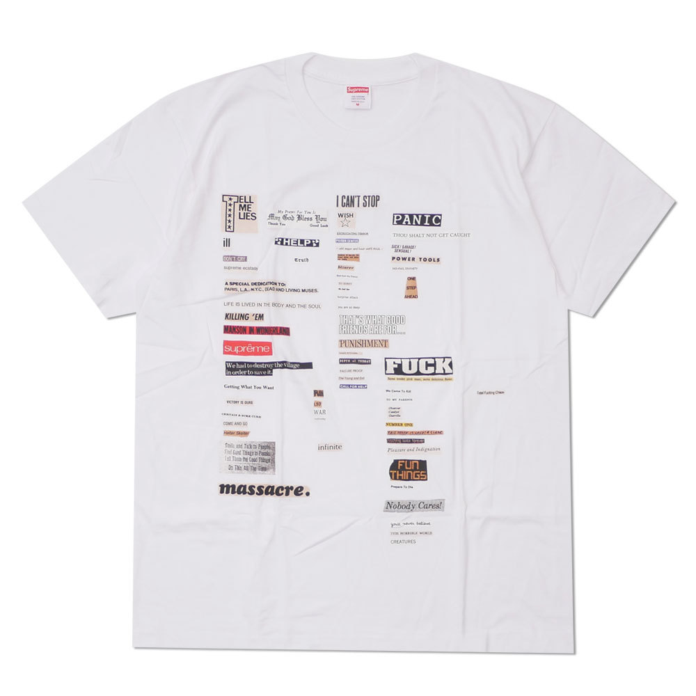 Supreme FW18 Cutouts Tee 白 (Supremeステッカー付き)