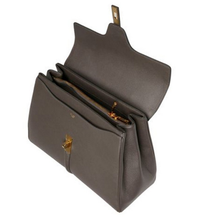 CELINE ショルダーバッグ・ポシェット CELINE★16(セーズ) medium grey シボ 新ロゴ (謝恩品EMS関税込)(4)