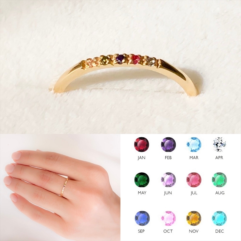 FIVE 誕生石 スタイリッシュ スリムリング GOLD SILVER ROSEGOLD