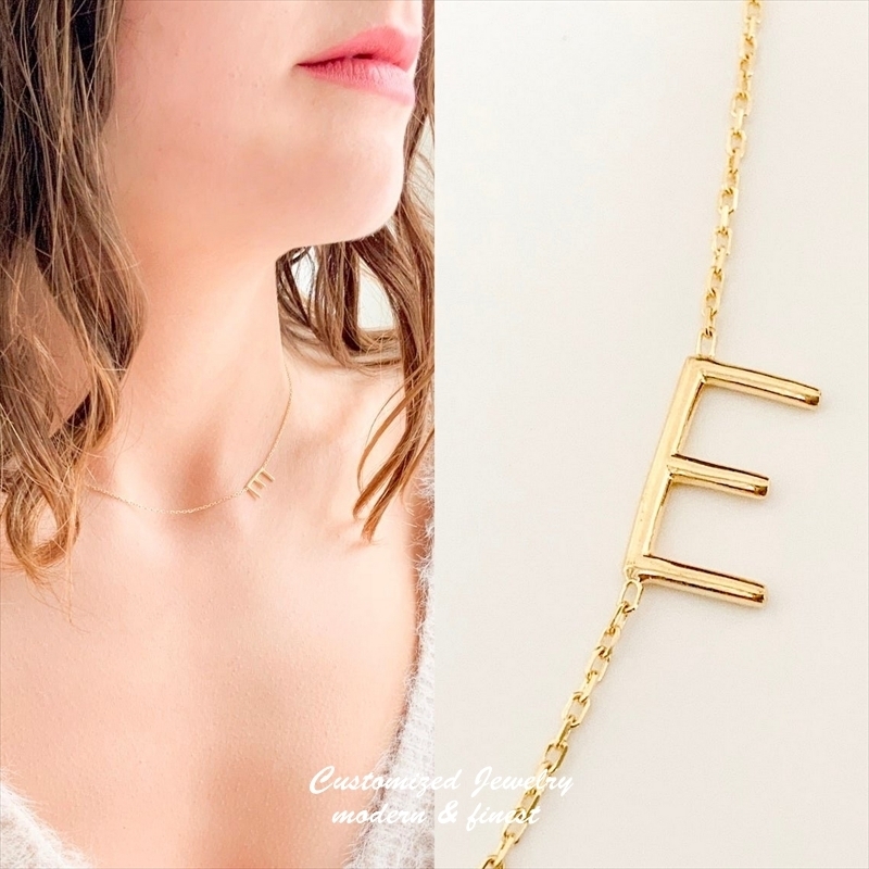 Sideway Initial チョーカー ネックレス GOLD SILVER ROSEGOLD