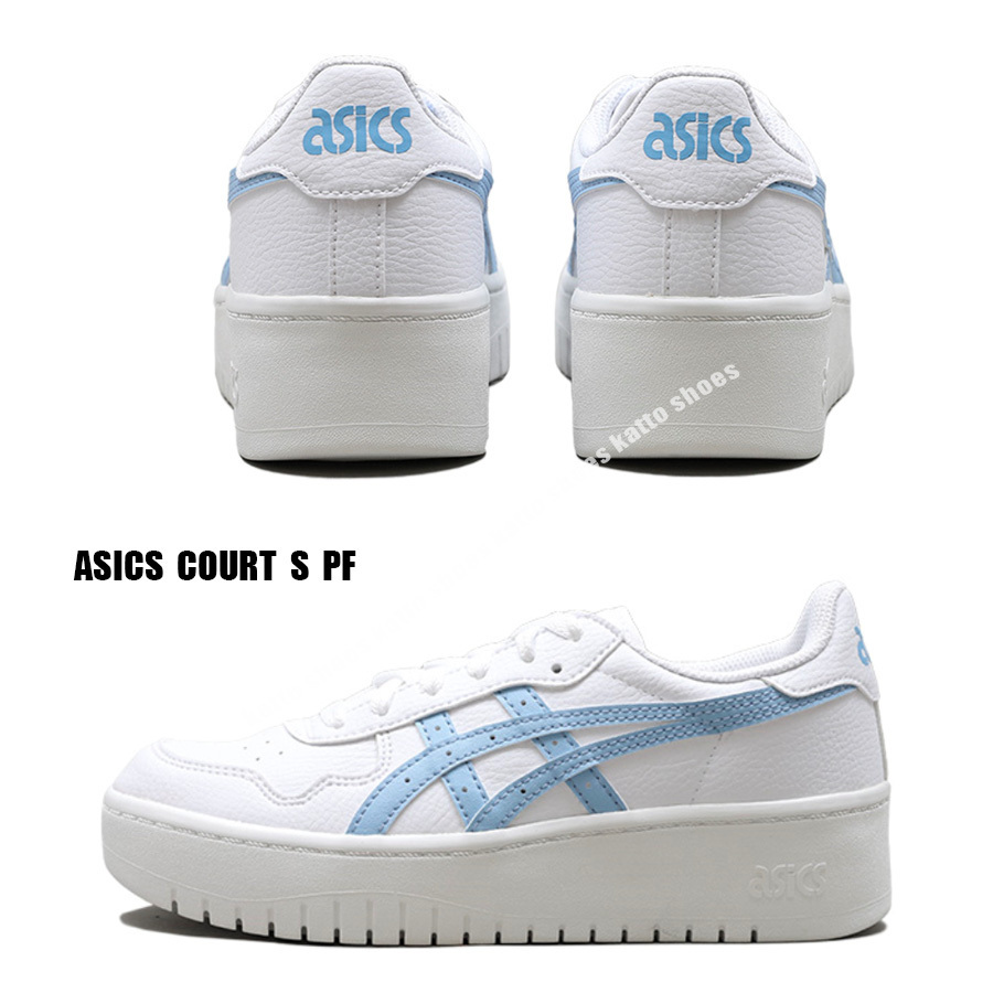 全商品オープニング価格! ASICS★COURT S PF★厚底★WHITE/BLUE スニーカー 全商品オープニング価格! ASICS★COURT S PF★厚底★WHITE/BLUE スニーカー