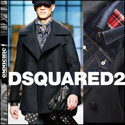 D SQUARED2 Down Jackets Tartan Wool Cashmere Denim Nylon Bi-color Leather