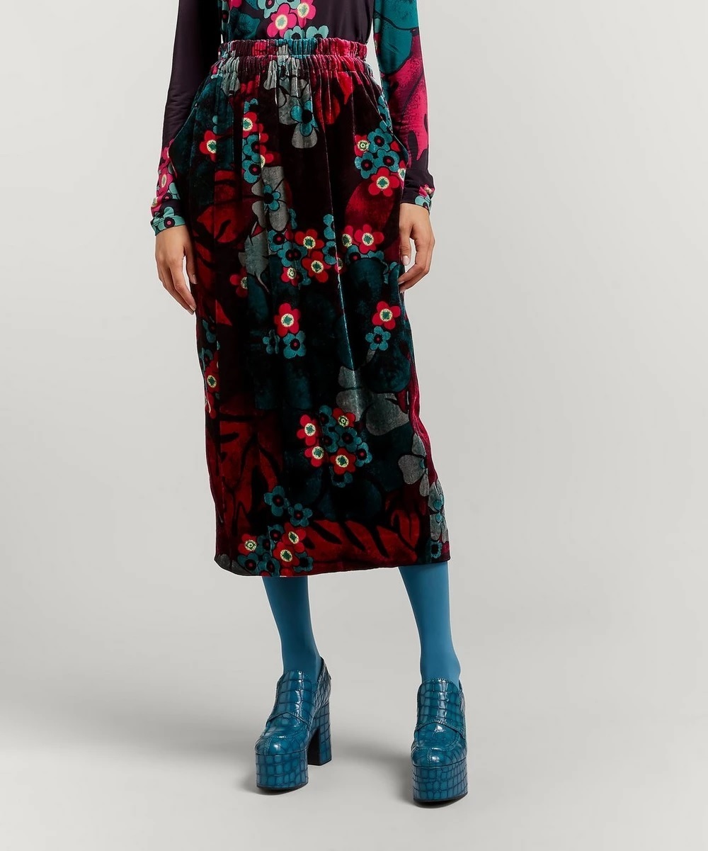 国内発| DRIES VAN NOTEN フローラルベルベット ミディスカート (Dries