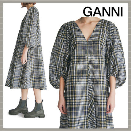 神崎恵 Ganni x ワンピース(レディース)|新作を海外通販【BUYMA】 正規代理店に輸入 ganni チェックワンピース ひざ丈ワンピース