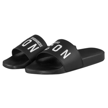 D SQUARED2 Shower Sandals Unisex Plain Shower Shoes Logo Shower Sandals