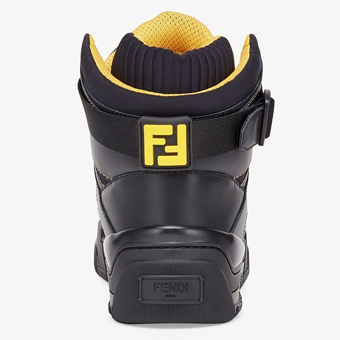 FENDI スニーカー 【FENDI】ロゴ★レザー ハイトップ スニーカー White Black(4)