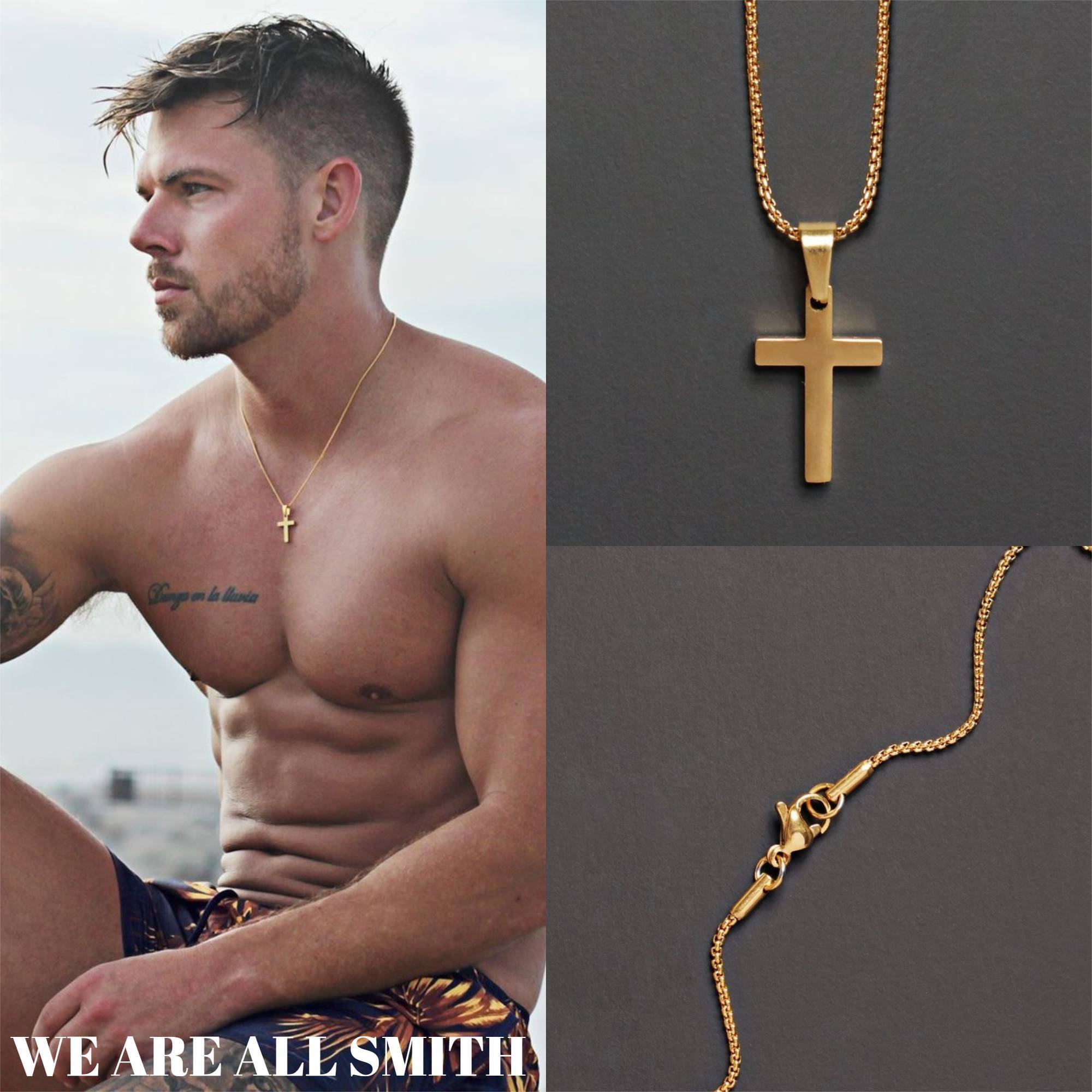【WE ARE ALL SMITH】国内発送 ゴールド クロス ネックレス M