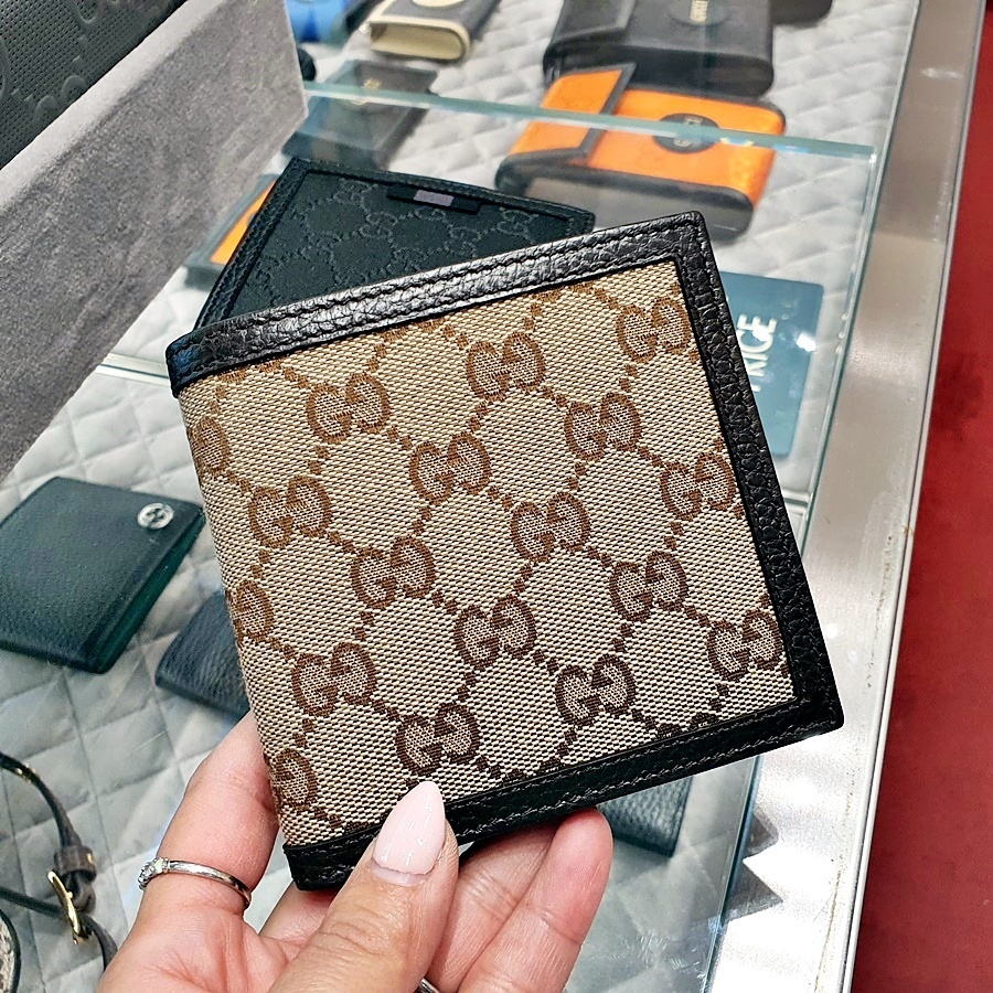 セール】GUCCI☆GGキャンバス＆トリレザー2つ折り財布☆150413