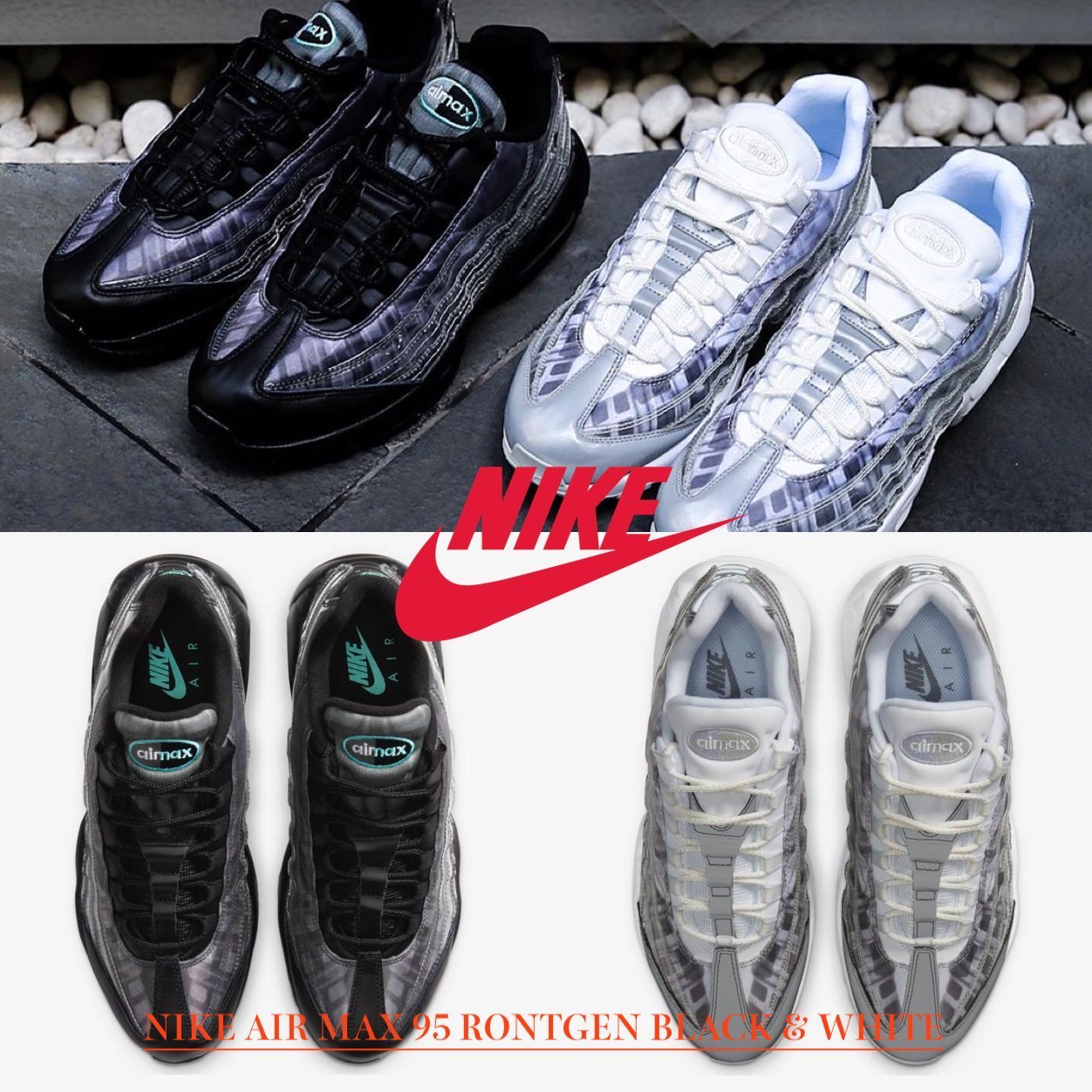 NIKE AIR MAX 95 RONTGEN BLACK & WHITE - エア マックス 95