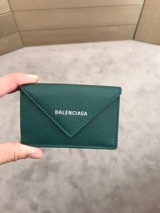 BALENCIAGA Folding Wallets Calfskin Plain Logo Folding Wallets