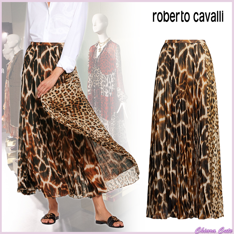 【20SS】 Roberto Cavalli_women / アニマルプリーツスカート/茶 スカート 【20SS】 Roberto Cavalli_women / アニマルプリーツスカート/茶 スカート