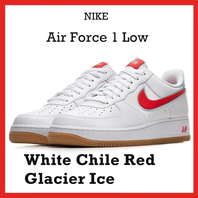 スニーカー Nike Air Force 1 Low White Chile Red Glacier Ice 2020 AW 20