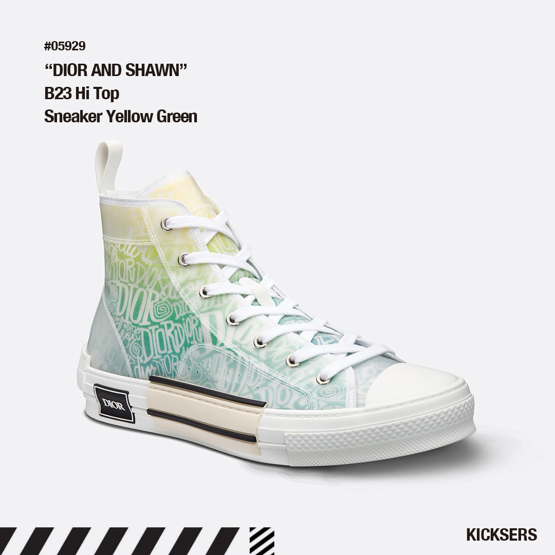 人気話題コラボ！“DIOR AND SHAWN” B23 Hi Top Yellow Green