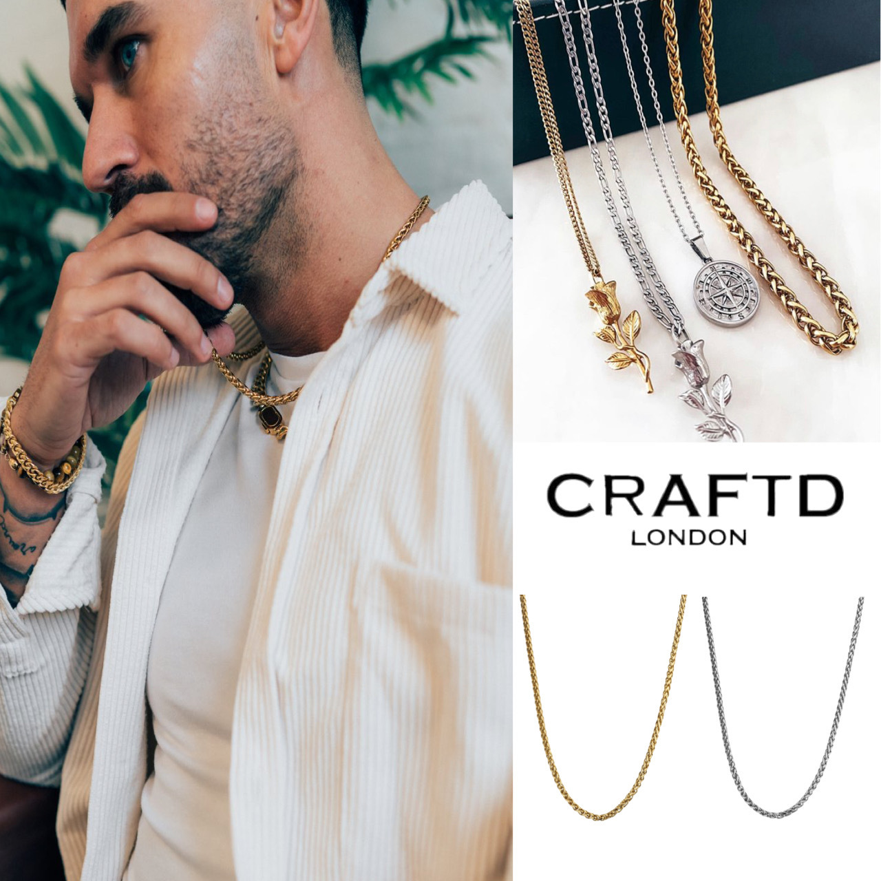 関税/送料込み【craftdlondon】18Kウィートチェーン 5mmゲージ