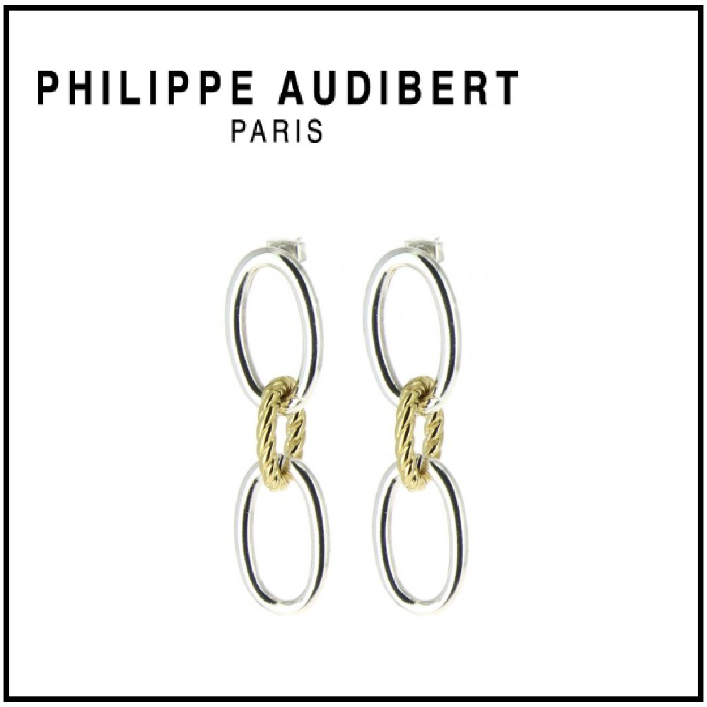 【Philippe Audibert】KYLE チェーン風 ロング コンビ ピアス ♪