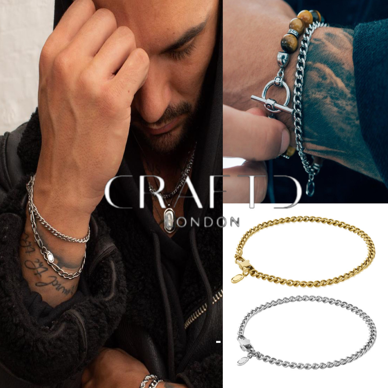 関税/送料込み【craftdlondon】18Kゴールドクラフトブレスレット