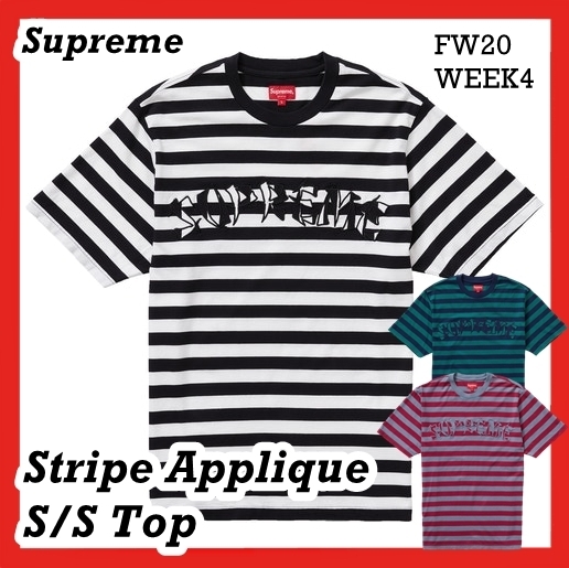 Tシャツ・カットソー Supreme Stripe Applique ss s/s Top AW FW 20 WEEK 4