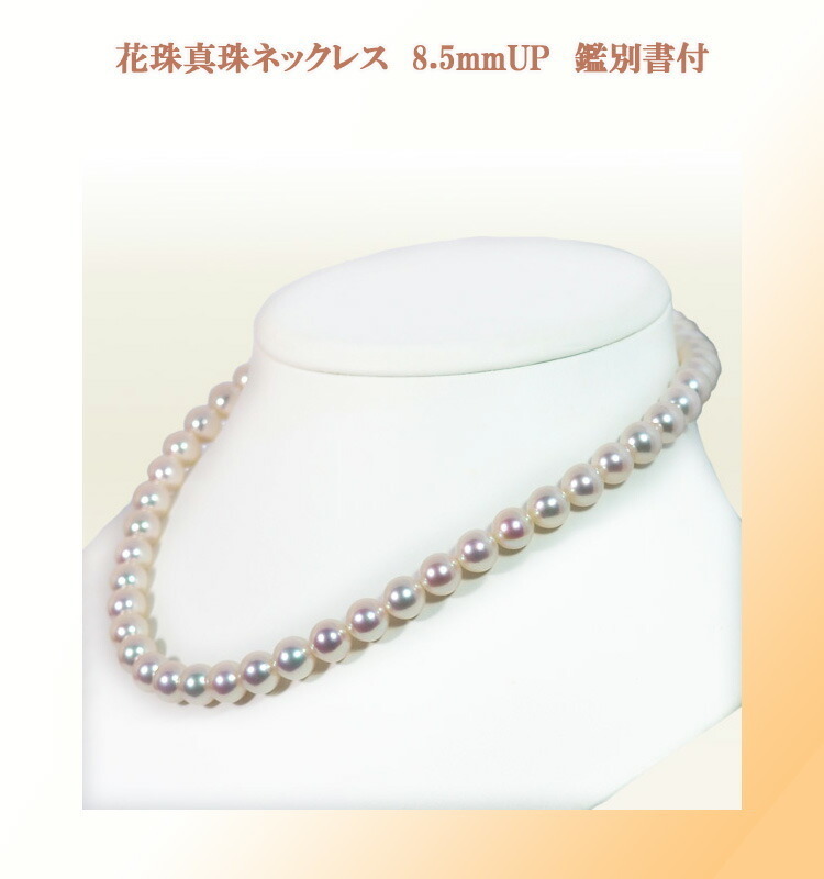 2264：花珠あこや真珠ネックレス＜8.5〜9mm＞鑑別書付N-11916
