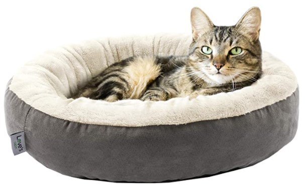 ペット用ベッド 小型犬 猫 ドーナツ型 滑り止め 50.8cm Grey