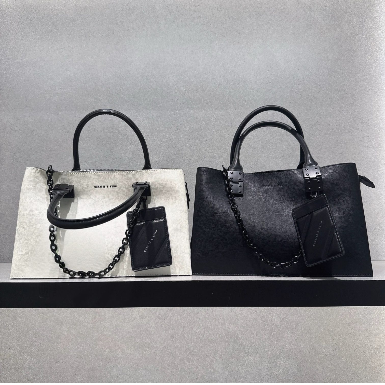 ★CHARLES&KEITH★Double Top Handle Structured Bag/送料込