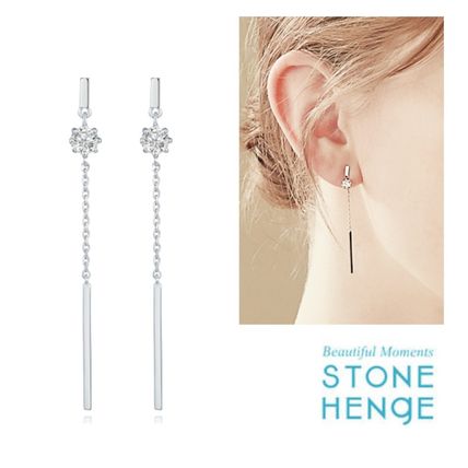 STONEHENgE Earrings Chain Silver With Jewels Elegant Style Earrings