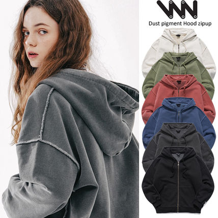 haag 韓国 ネイビー ジップアップフーディ