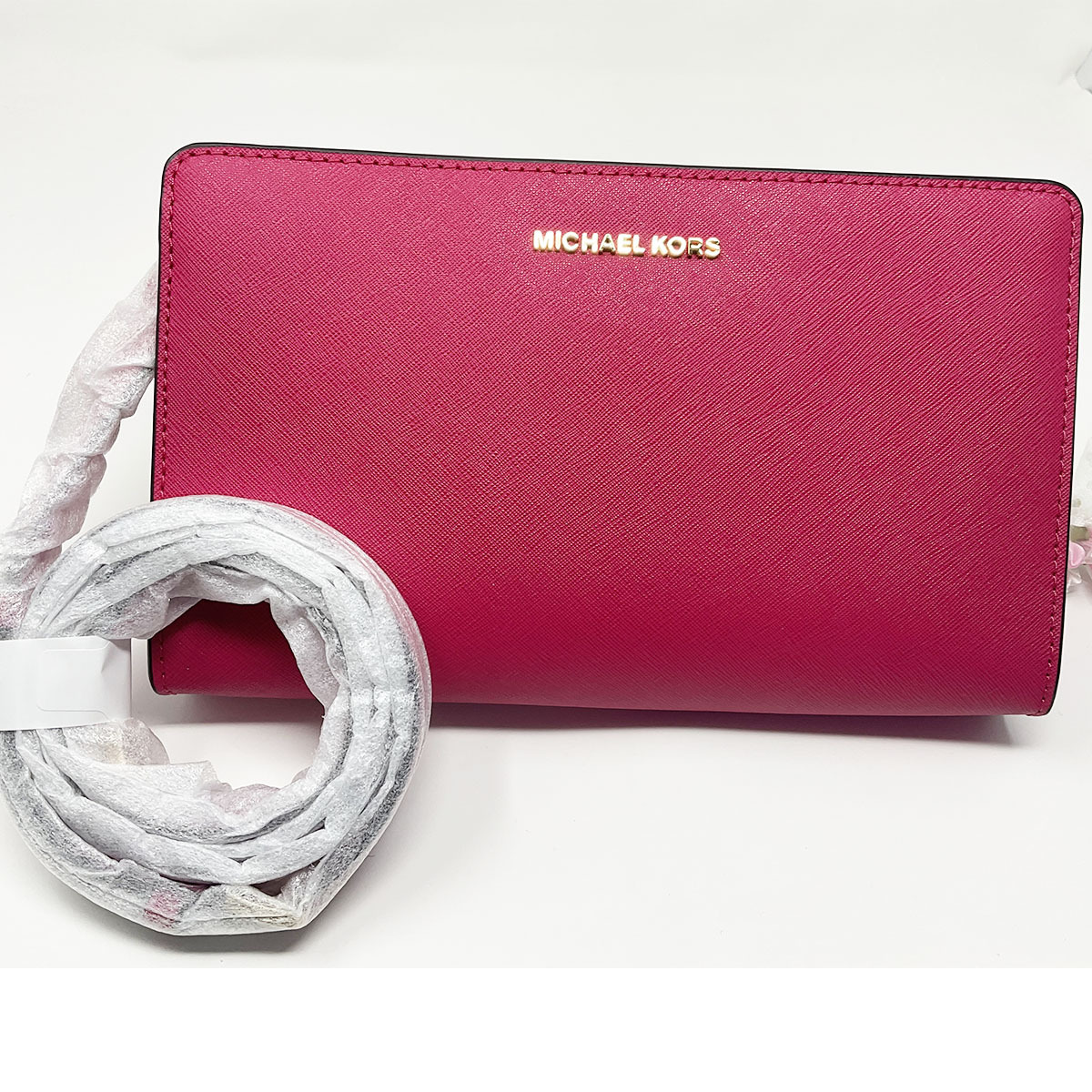 特価！ Michael Kors サフィアーノ革 Large Crossbody Clutch