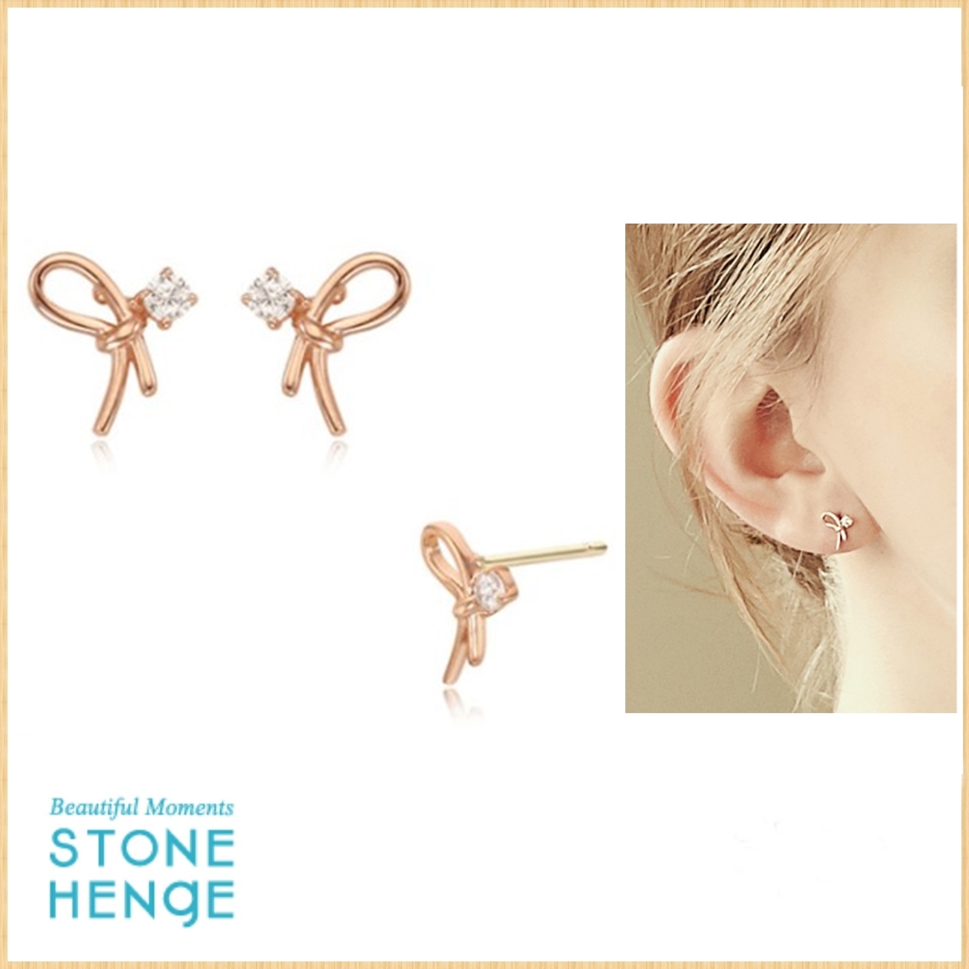 STONE HENgE ストーンヘンジ 14K ローズゴールド 結い紐 ピアス