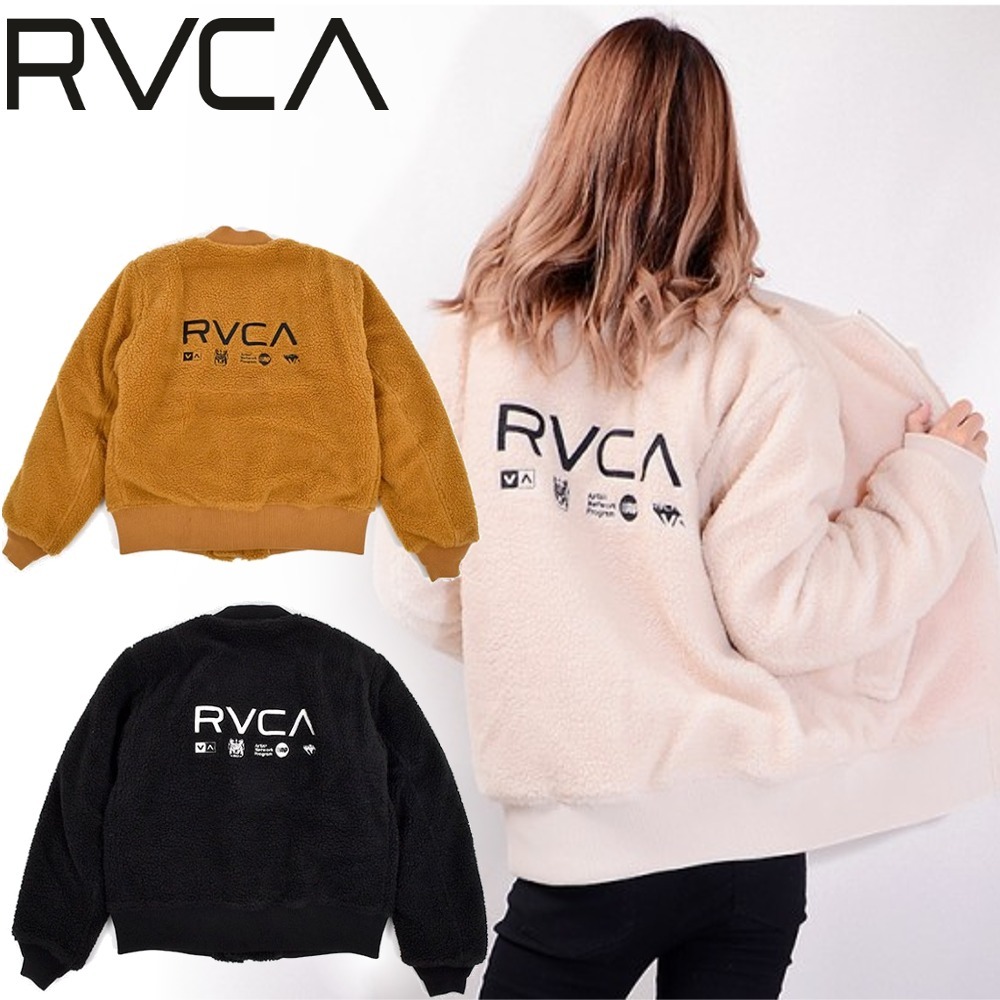 【激レア】RVCA ルーカ ボアジャケット リバーシブル 刺繍ロゴ ホワイトXS