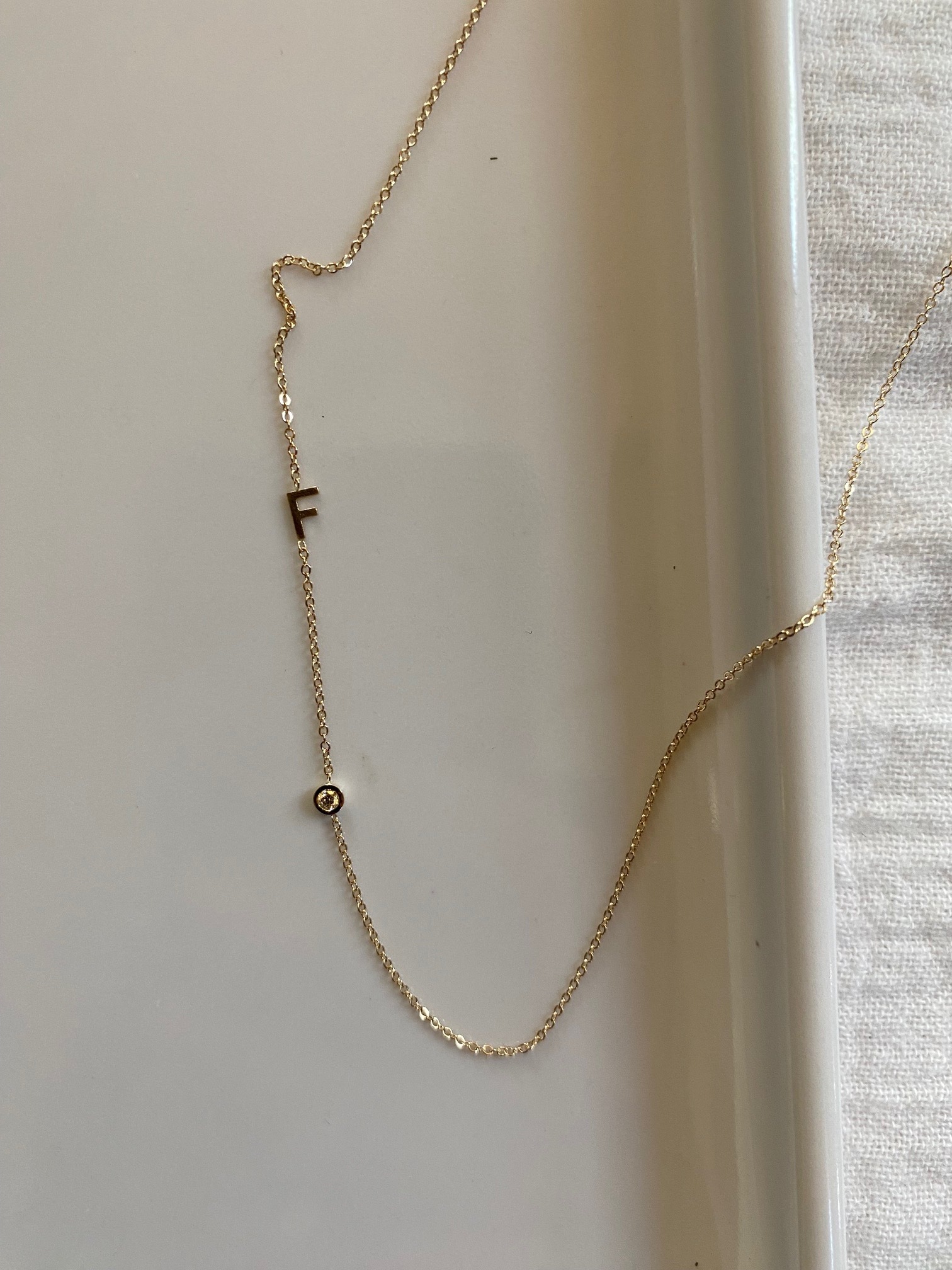 E and E Project】14Kダイアモンド&イニシャルネックレス