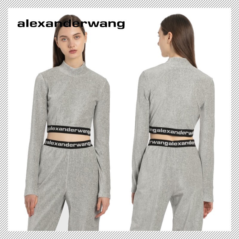【高額売筋】 【alexander トップ モックネック コーデュロイ wang】ロゴ入 スウェット・トレーナー 【高額売筋】 【alexander トップ モックネック コーデュロイ wang】ロゴ入 スウェット・トレーナー
