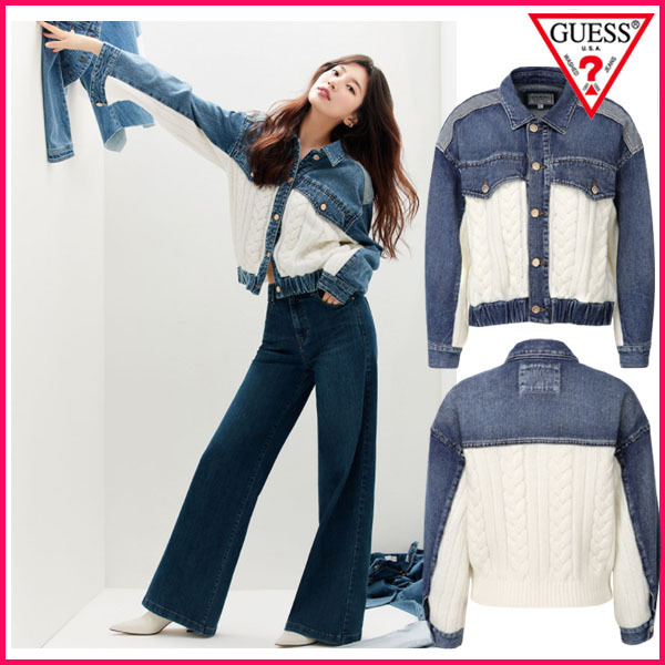49 割引輝く高品質な Guess Women Sweater Mix Trucker 韓国芸能人着用 ジャケット アウター Yildizsigorta Net