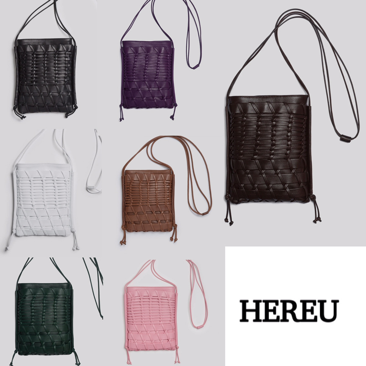 【HEREU】TRENA☆カーフレザー☆クロスボディバッグ♪7色展開 激安