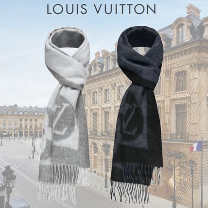 ルイヴィトン エシャルプ カーディフ マフラー モノグラム M70482 ユニセックス ブラック グレー LOUIS VUITTON  【アパレル・小物】