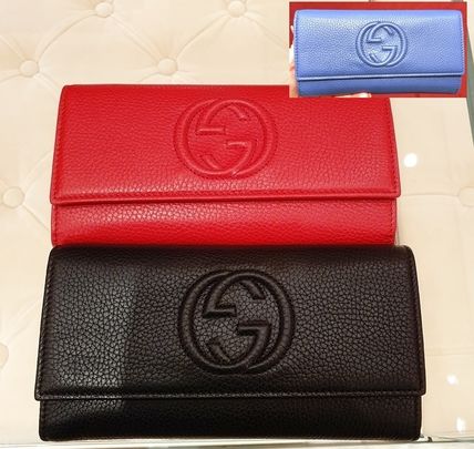 GUCCI 長財布 【セール】GUCCI*グッチフラップ開閉GGロゴレザー長財布☆598206(5)